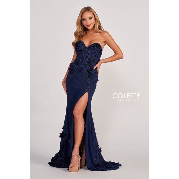 Black Colette By Mon Cheri Size 8 Side slit dress - Picture 1 of 2